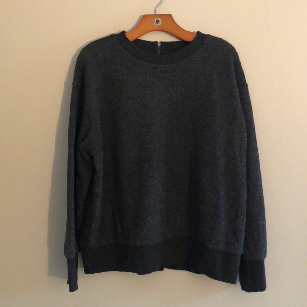 Ava&Viv Dark Grey Terrycloth Crewneck Sweater 1X
